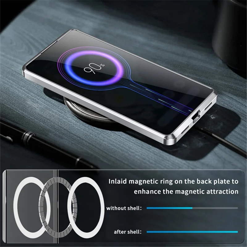 For Google Pixel 8 Case Metal Frame Magnetic Cover Magnetic Case - Silver