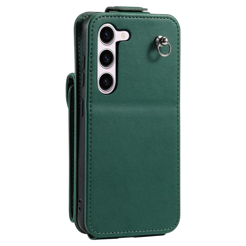 For Samsung Galaxy S23 Case Mobile Phone PU Leather+TPU Vertical Flip Cover - Green