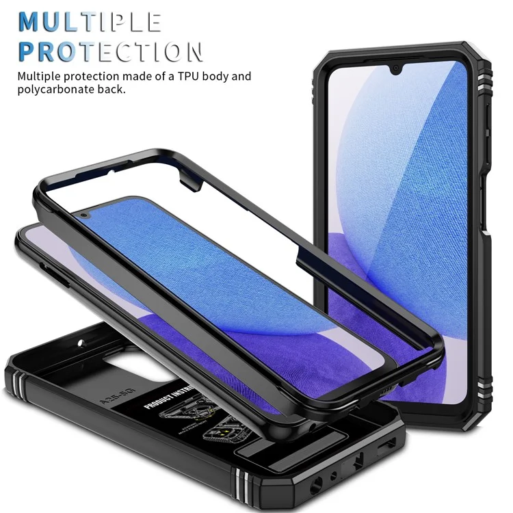 Pour Samsung Galaxy A25 5G (Global) (161,0 X 76,5 X 8,3 mm) Étui Couvercle de caméra coulissant Anti-Drop PC+TPU Coque de téléphone - Noir