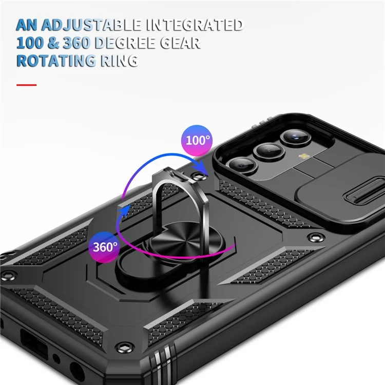 Pour Samsung Galaxy A25 5G (Global) (161,0 X 76,5 X 8,3 mm) Étui Couvercle de caméra coulissant Anti-Drop PC+TPU Coque de téléphone - Noir