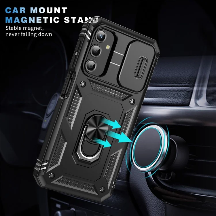 Pour Samsung Galaxy A25 5G (Global) (161,0 X 76,5 X 8,3 mm) Étui Couvercle de caméra coulissant Anti-Drop PC+TPU Coque de téléphone - Noir
