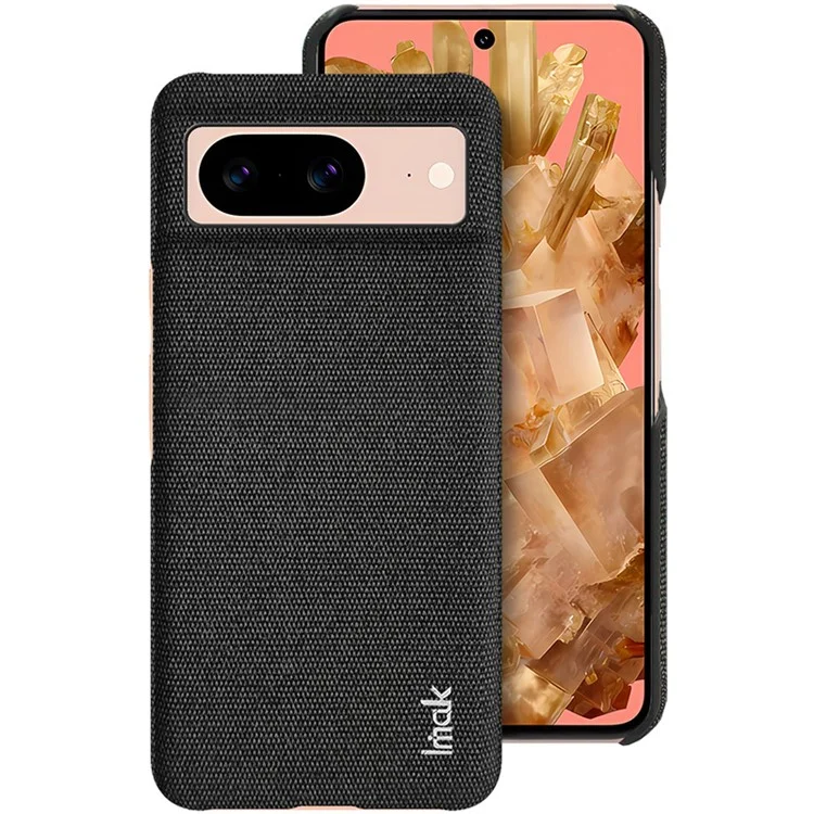 IMAK Ruiyi Series for Google Pixel 8 Case Cloth Texture Bump Proof PU Leather + PC Cell Phone Cover - Black