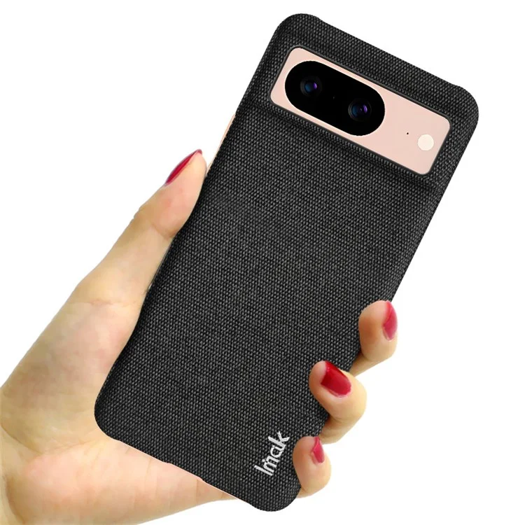 IMAK Ruiyi Series for Google Pixel 8 Case Cloth Texture Bump Proof PU Leather + PC Cell Phone Cover - Black