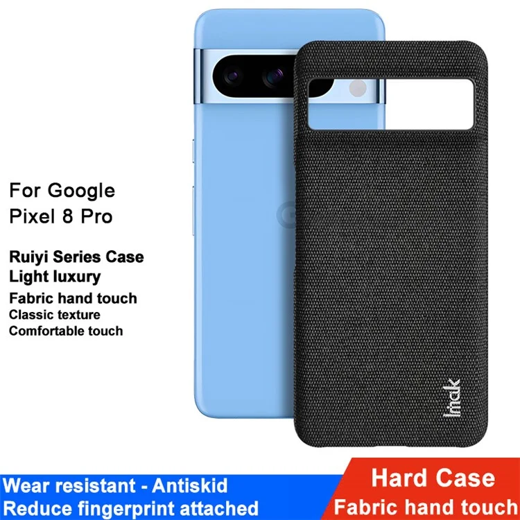 IMAK Ruiyi Series per Google Pixel 8 Pro Case Anti-scratch Cloth Texture PU Leather+PC Phone Cover - Nero