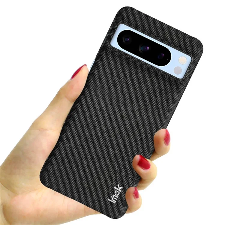 IMAK Ruiyi Series per Google Pixel 8 Pro Case Anti-scratch Cloth Texture PU Leather+PC Phone Cover - Nero