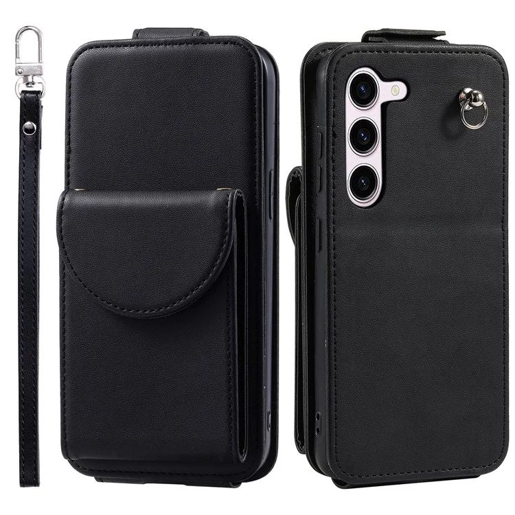 Für Samsung Galaxy S23+ Case Vertikale Flip-Hülle PU-Leder+TPU Handyhülle - Schwarz