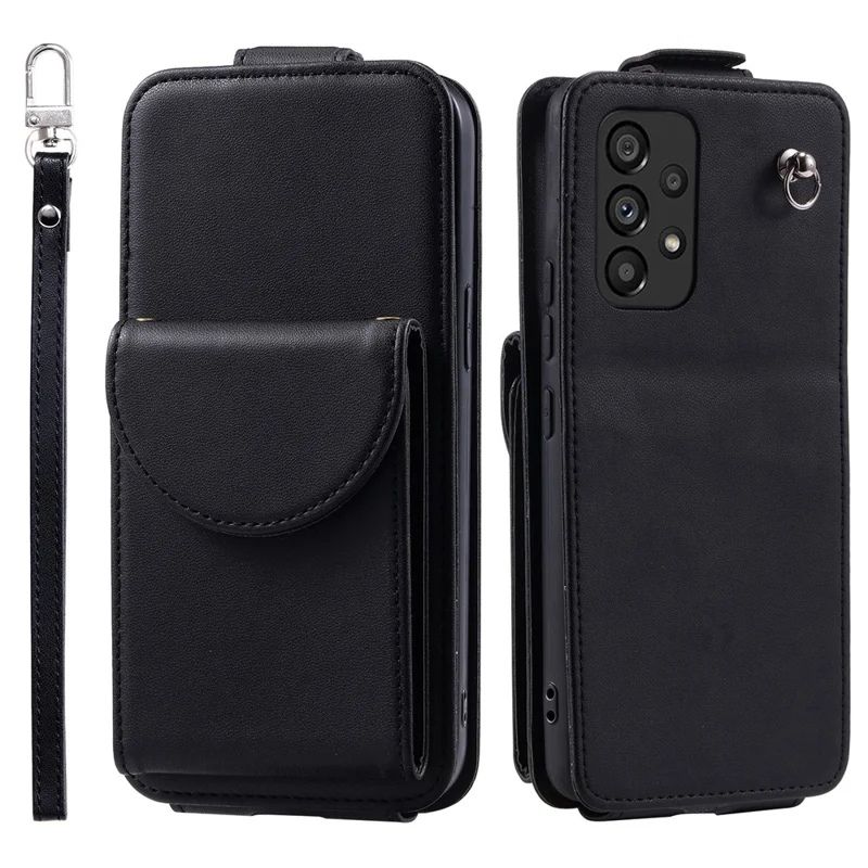 For Samsung Galaxy A52 4G / A52 5G / A52s 5G Case Fall Proof Leather+TPU Vertical Flip Stand Cover - Black