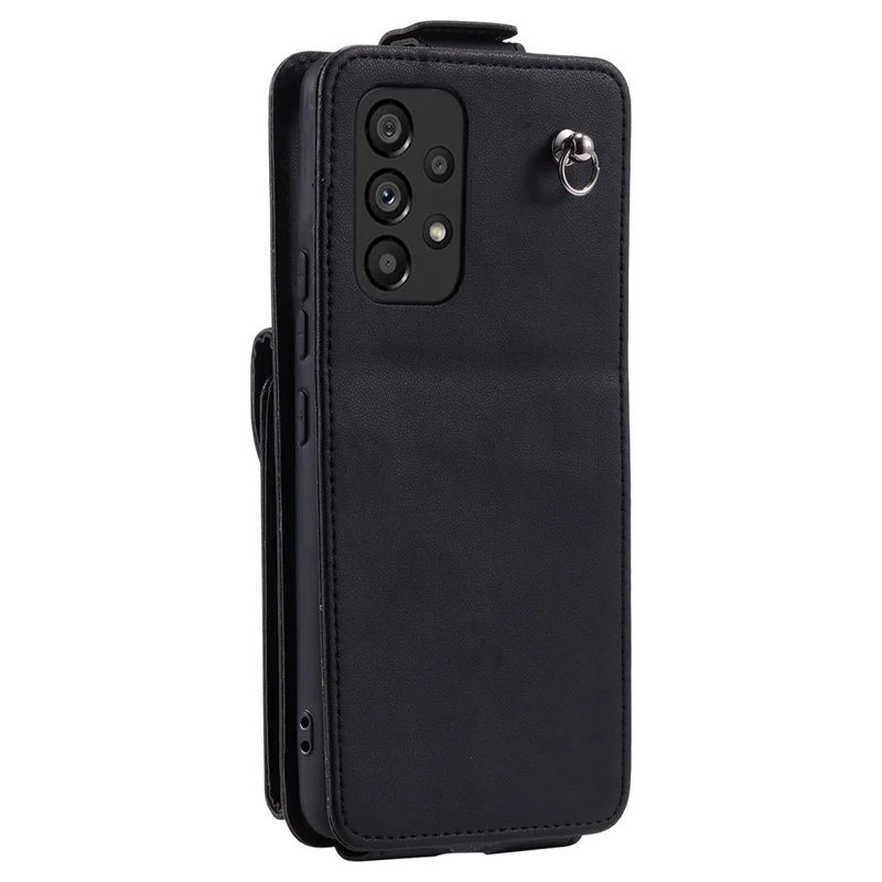 For Samsung Galaxy A52 4G / A52 5G / A52s 5G Case Fall Proof Leather+TPU Vertical Flip Stand Cover - Black