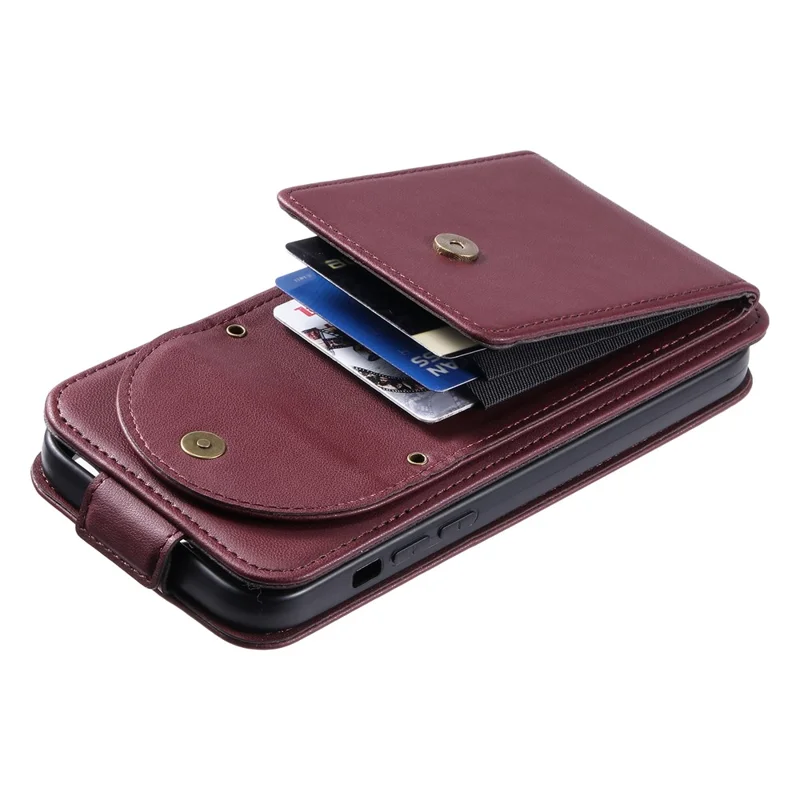 For Samsung Galaxy S23 Ultra Case Leather+TPU Stand Cover Vertical Flip Phone Shell - Wine Red