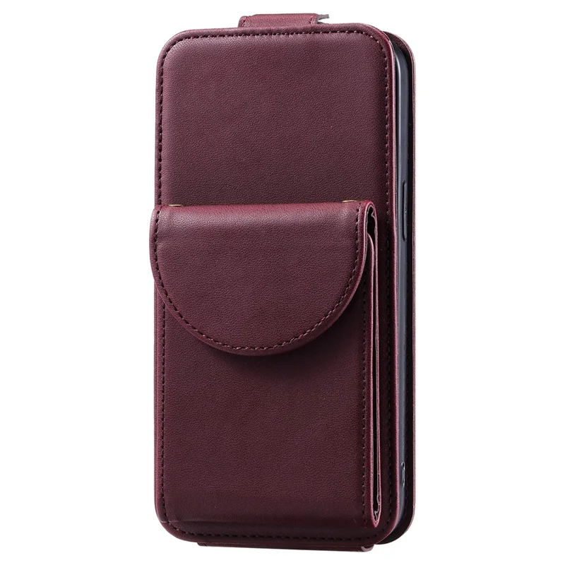 For Samsung Galaxy S23 Ultra Case Leather+TPU Stand Cover Vertical Flip Phone Shell - Wine Red