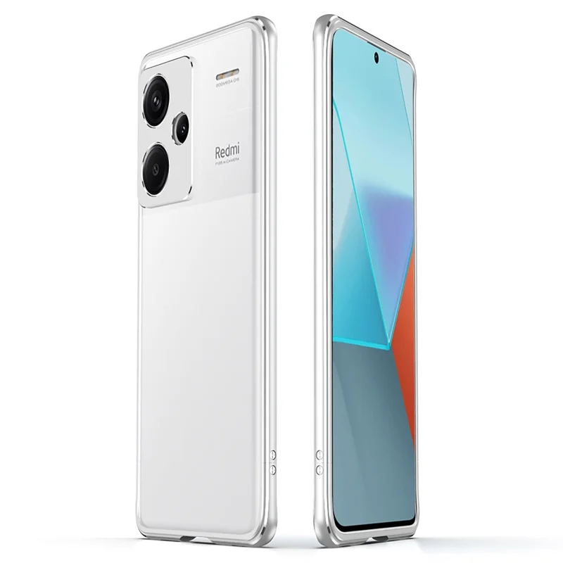 Для Xiaomi Redmi Note 13 Pro+ Чехол-бампер с металлической рамкой и защитой камеры - Серебристый