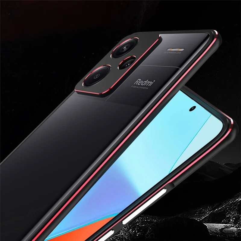 Для Xiaomi Redmi Note 13 Pro+ Чехол-бампер с металлической рамкой и защитой камеры - Серебристый