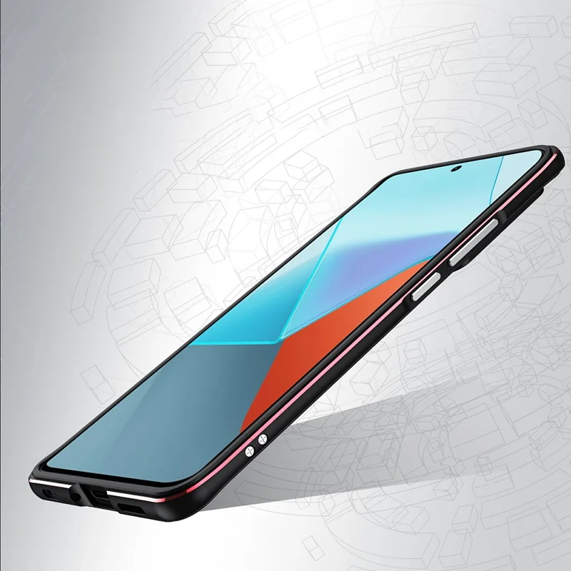 Для Xiaomi Redmi Note 13 Pro+ Чехол-бампер с металлической рамкой и защитой камеры - Серебристый