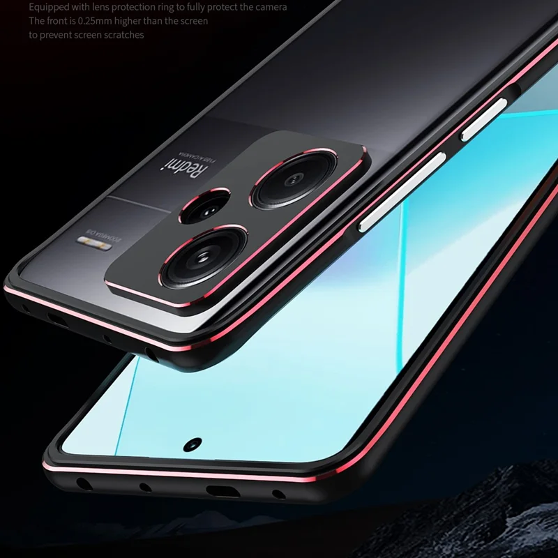 Для Xiaomi Redmi Note 13 Pro+ Чехол-бампер с металлической рамкой и защитой камеры - Серебристый