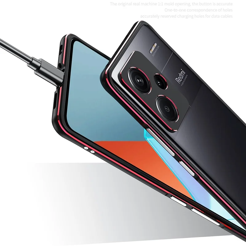 Для Xiaomi Redmi Note 13 Pro+ Чехол-бампер с металлической рамкой и защитой камеры - Серебристый