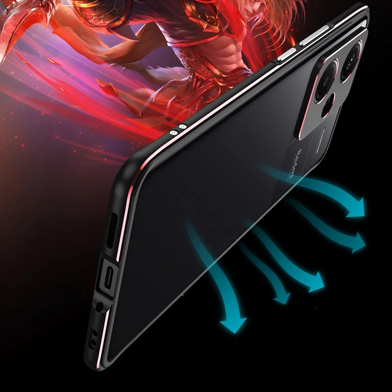 Для Xiaomi Redmi Note 13 Pro+ Чехол-бампер с металлической рамкой и защитой камеры - Серебристый
