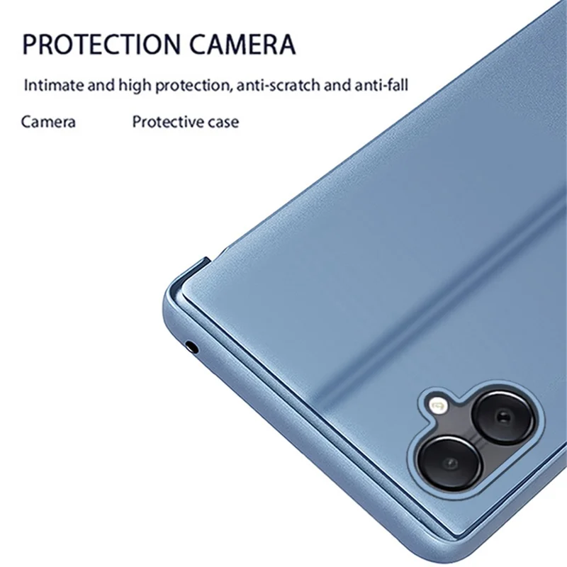 Per Samsung Galaxy A05 4G Case View Window PU Leather Phone Cover - Blue