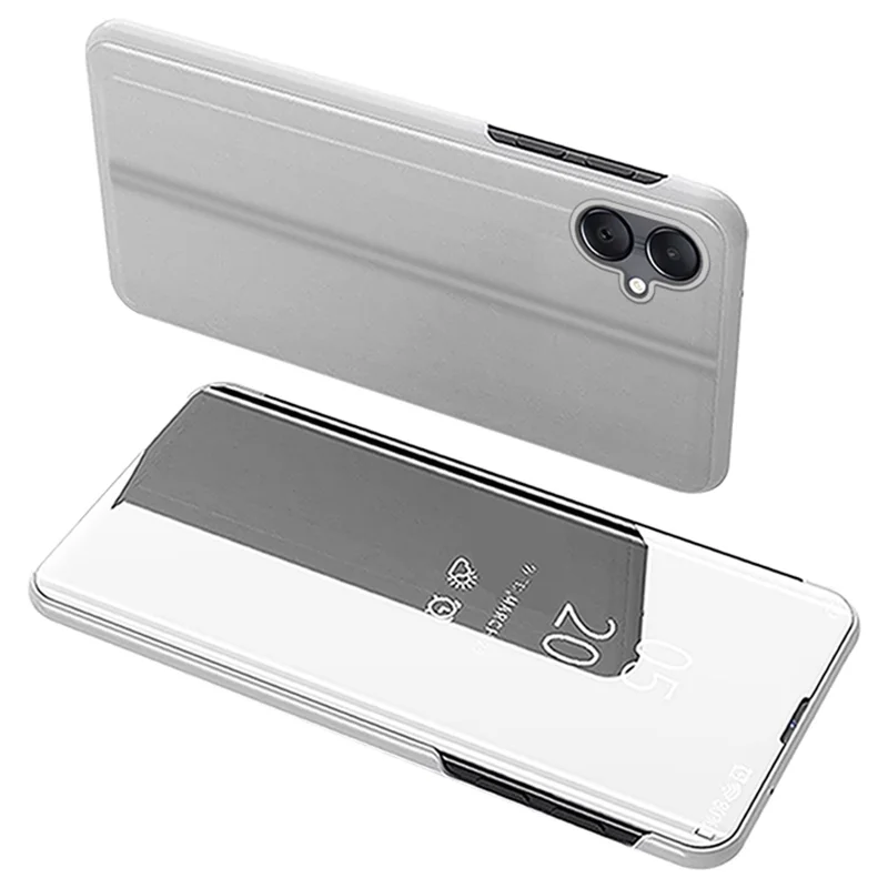 For Samsung Galaxy A05 4G Case View Window PU Leather Phone Cover - Silver