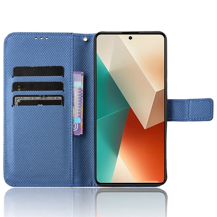For Xiaomi Redmi Note 13 5G Case Magnetic Clasp Leather Wallet Cover - Blue
