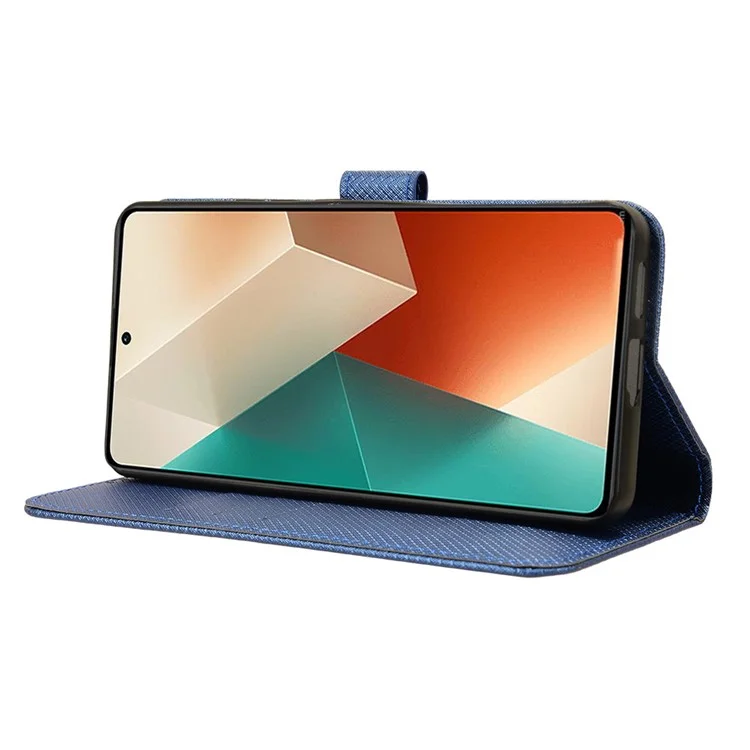 For Xiaomi Redmi Note 13 5G Case Magnetic Clasp Leather Wallet Cover - Blue