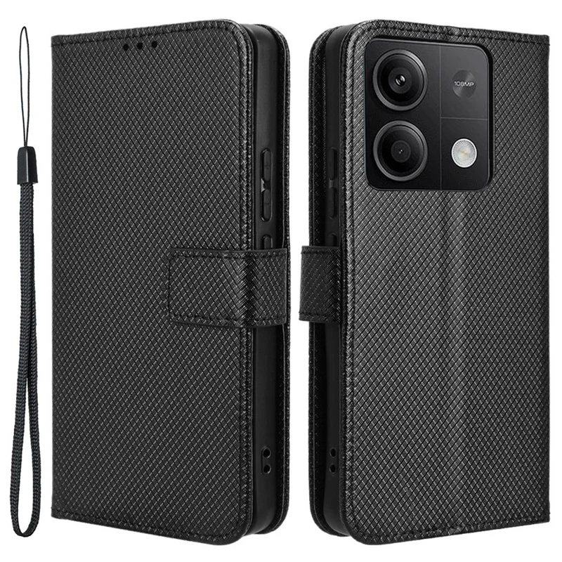 For Xiaomi Redmi Note 13 5G Case Magnetic Clasp Leather Wallet Cover - Black