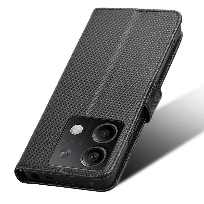 For Xiaomi Redmi Note 13 5G Case Magnetic Clasp Leather Wallet Cover - Black