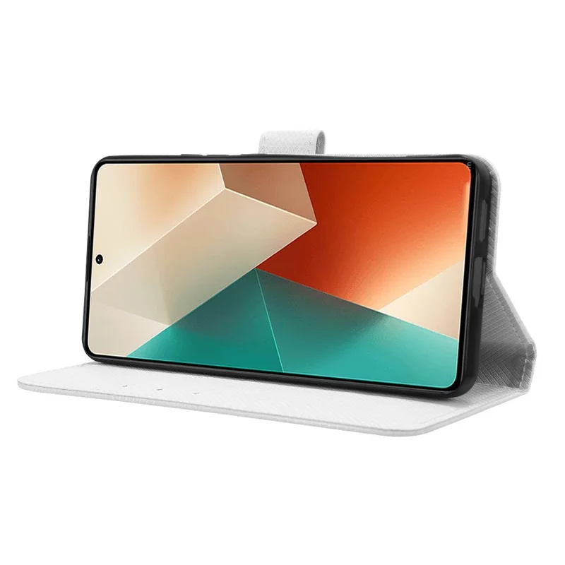 For Xiaomi Redmi Note 13 5G Case Magnetic Clasp Leather Wallet Cover - White