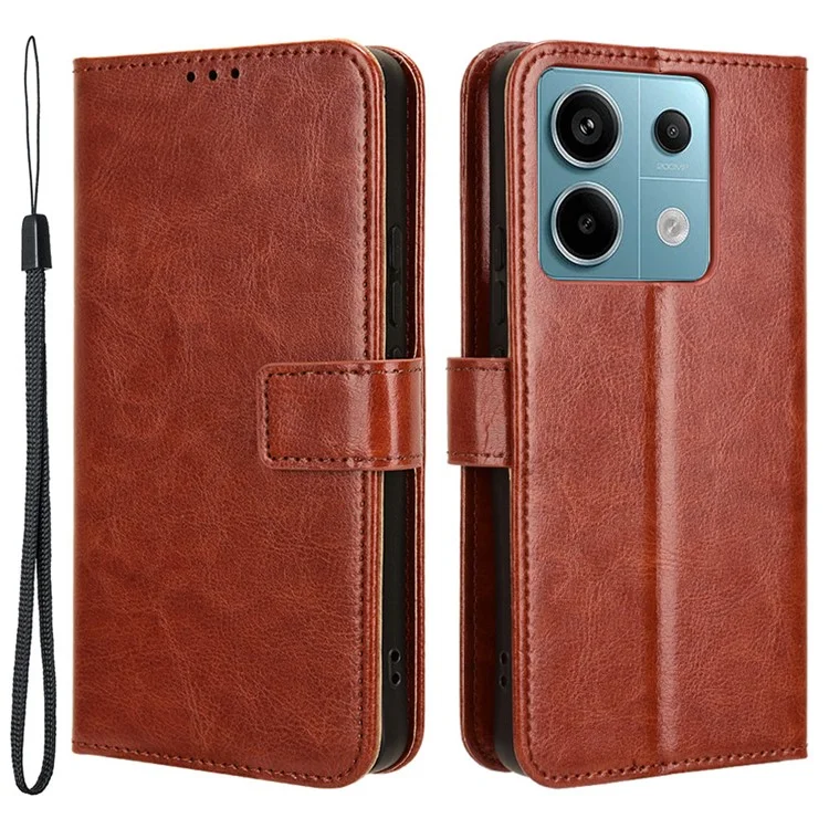 For Xiaomi Redmi Note 13 Pro 5G / Poco X6 5G Case PU Leather Phone Stand Cover - Brown