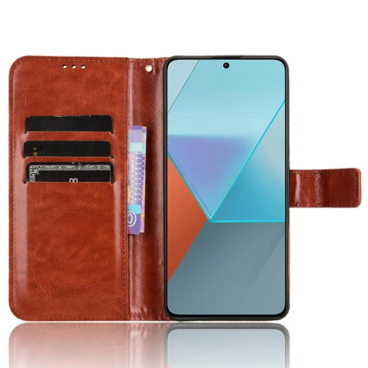 For Xiaomi Redmi Note 13 Pro 5G / Poco X6 5G Case PU Leather Phone Stand Cover - Brown