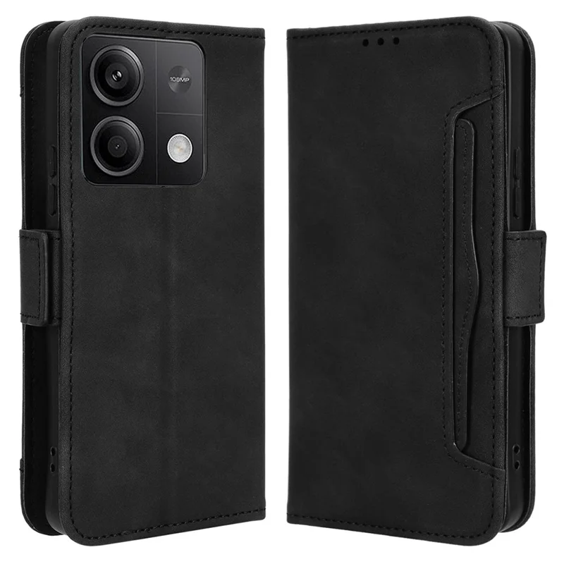 Per Xiaomi Redmi Note 13 5G Case Slim-Fit Custodia in pelle PU con supporto - Nero