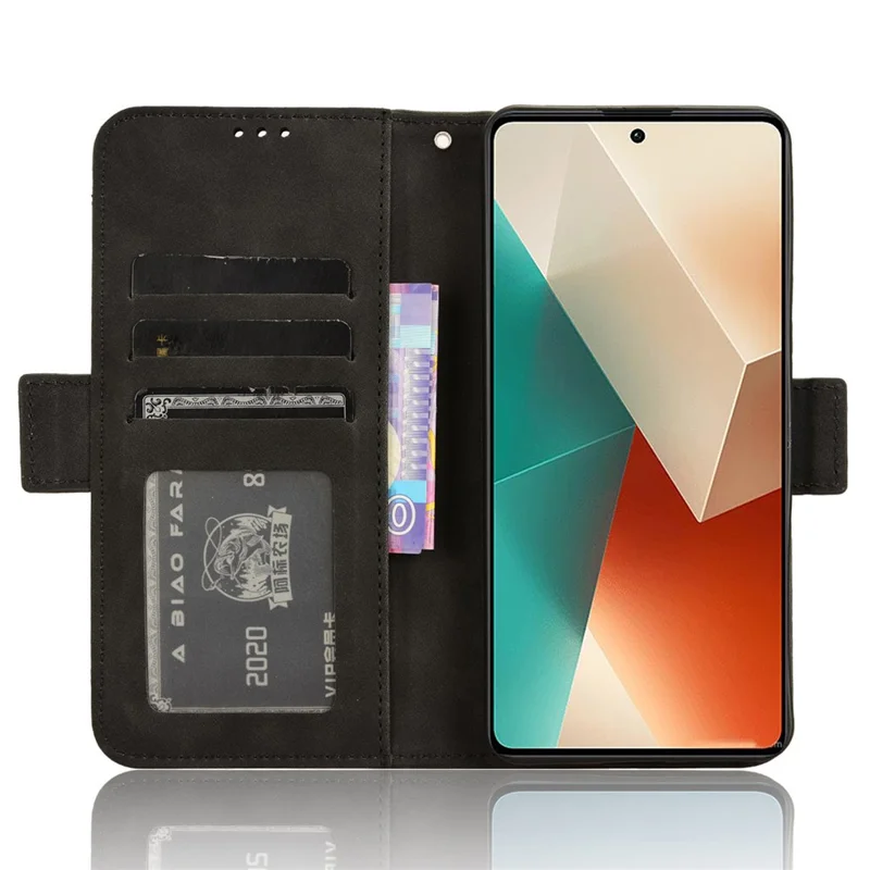 Per Xiaomi Redmi Note 13 5G Case Slim-Fit Custodia in pelle PU con supporto - Nero