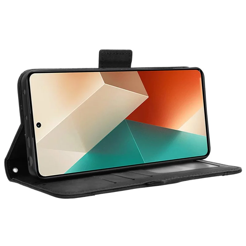Per Xiaomi Redmi Note 13 5G Case Slim-Fit Custodia in pelle PU con supporto - Nero