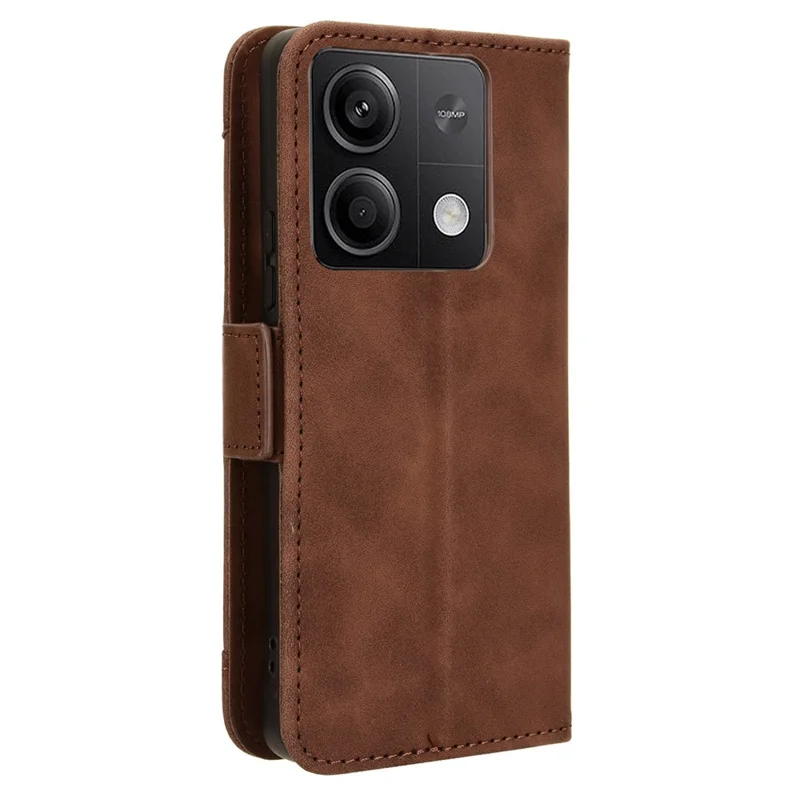 Til Xiaomi Redmi Note 13 5G Etui, slankt PU-læder med ståfunktion og tegnebog - Brun