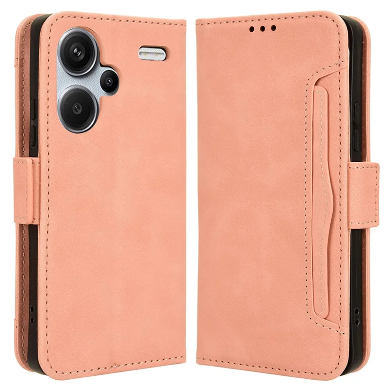 For Xiaomi Redmi Note 13 Pro+ 5G Anti-Scratch Phone Shell Leather Case Wallet Stand Phone Cover - Pink