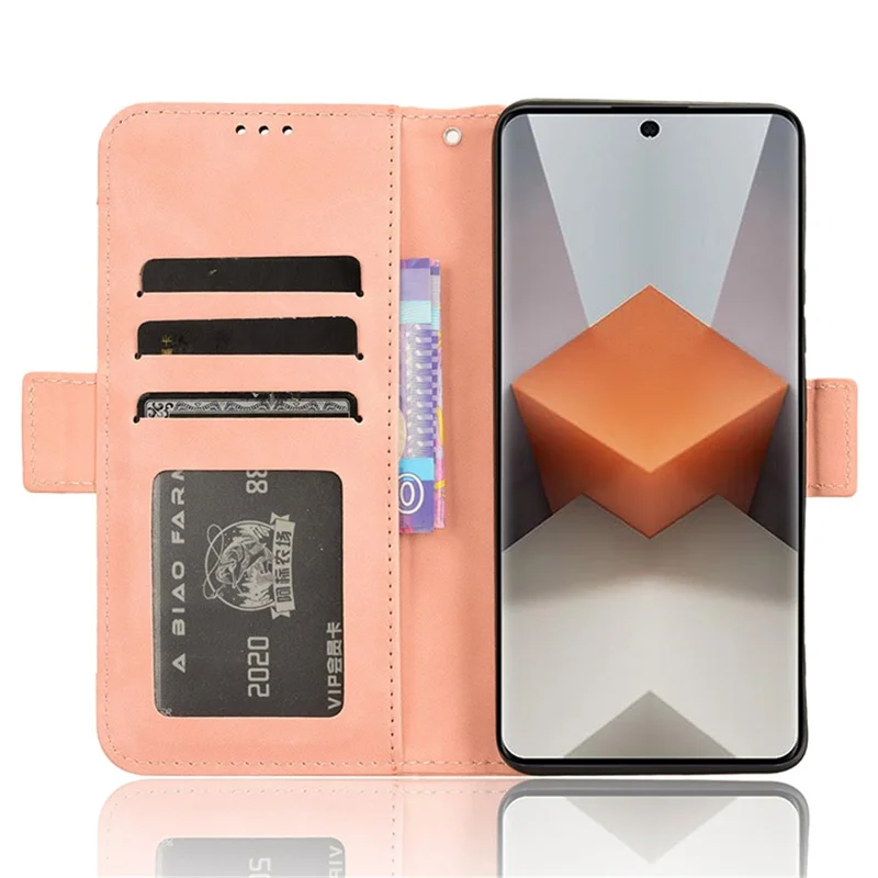 For Xiaomi Redmi Note 13 Pro+ 5G Anti-Scratch Phone Shell Leather Case Wallet Stand Phone Cover - Pink