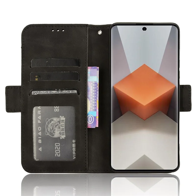 Para Xiaomi Redmi Note 13 Pro+ 5G Anti-Scratch Phone Shell Leather Case Wallet Stand Phone Cover - Preto