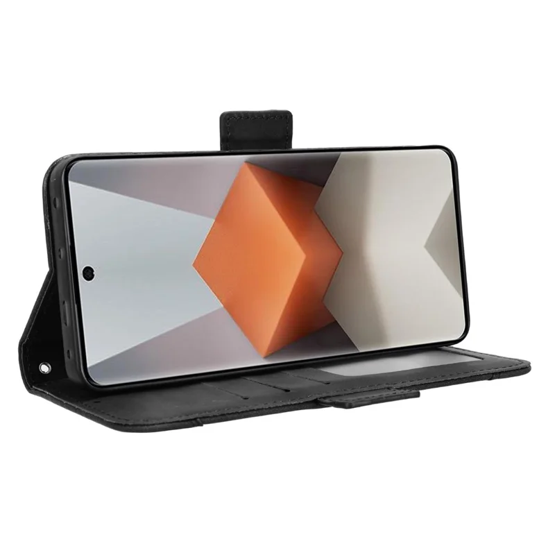 Para Xiaomi Redmi Note 13 Pro+ 5G Anti-Scratch Phone Shell Leather Case Wallet Stand Phone Cover - Preto