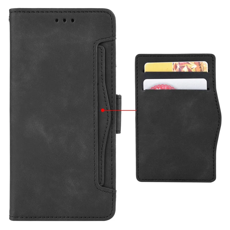 Para Xiaomi Redmi Note 13 Pro+ 5G Anti-Scratch Phone Shell Leather Case Wallet Stand Phone Cover - Preto