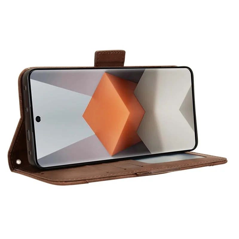 For Xiaomi Redmi Note 13 Pro+ 5G Anti-Scratch Phone Shell Leather Case Wallet Stand Phone Cover - Brown