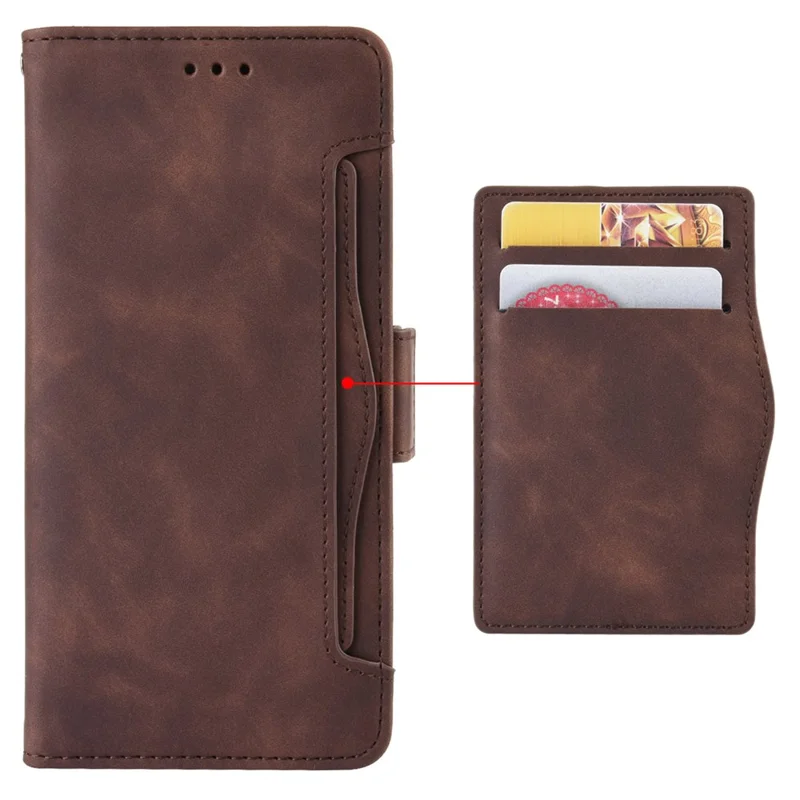 For Xiaomi Redmi Note 13 Pro+ 5G Anti-Scratch Phone Shell Leather Case Wallet Stand Phone Cover - Brown