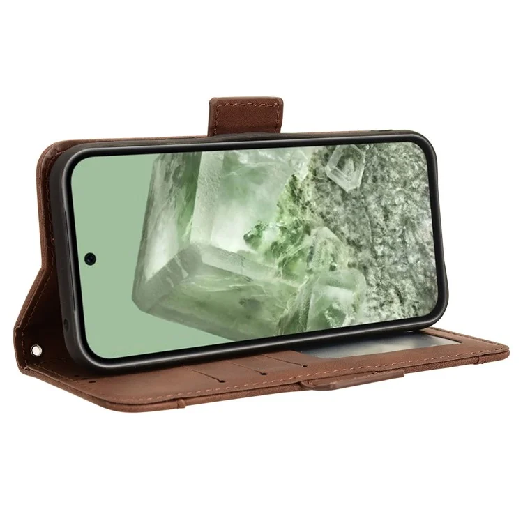 Для Google Pixel 8a Slim-Fit Cover Leather Phone Case Wallet Stand Shell - Brown