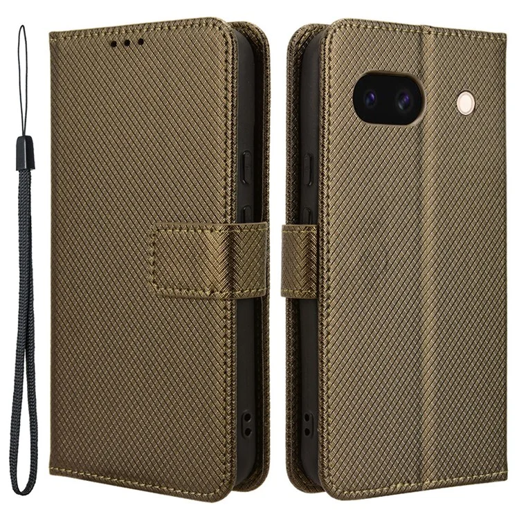 Pour Google Pixel 8a Mobile Phone Shell Shockproof PU Leather Wallet Phone Cover Case - Marron
