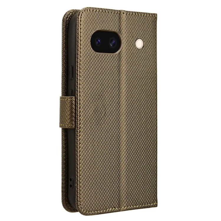 Pour Google Pixel 8a Mobile Phone Shell Shockproof PU Leather Wallet Phone Cover Case - Marron