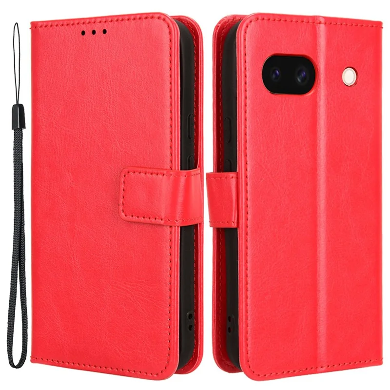 For Google Pixel 8a Leather Case Stand Wallet Leather Phone Cover - Red