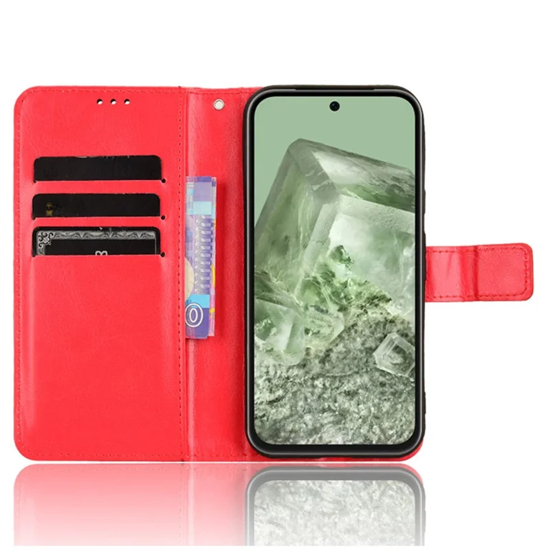 For Google Pixel 8a Leather Case Stand Wallet Leather Phone Cover - Red