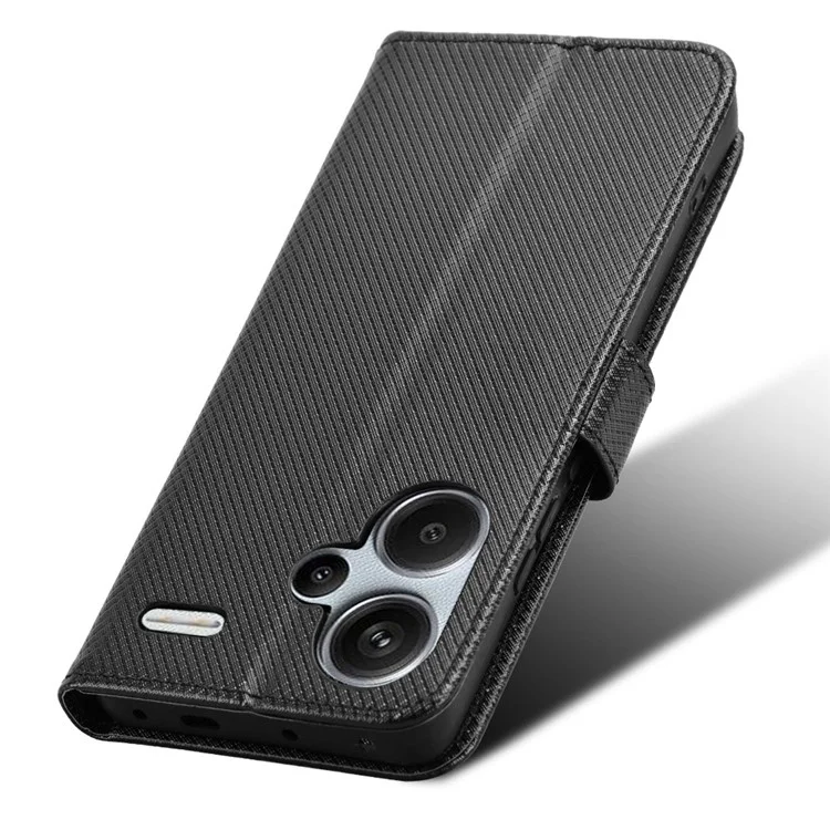 Para Xiaomi Redmi Note 13 Pro+ 5G Case TPU + PU Leather Wallet Smartphone Shell Cover - Preto