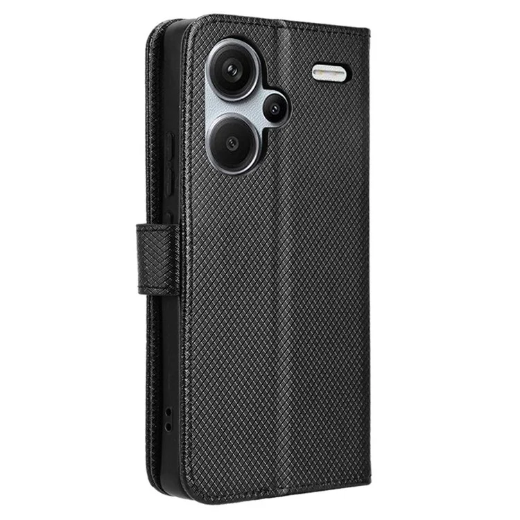 Para Xiaomi Redmi Note 13 Pro+ 5G Case TPU + PU Leather Wallet Smartphone Shell Cover - Preto