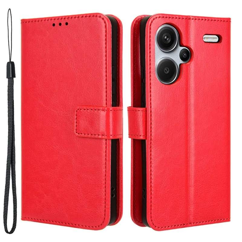 Für Xiaomi Redmi Note 13 Pro+ Handy-Schale Crazy Horse Texture Cover Handy-Gehäuse Brieftasche - Rot