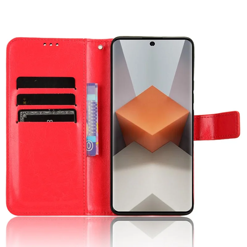 Für Xiaomi Redmi Note 13 Pro+ Handy-Schale Crazy Horse Texture Cover Handy-Gehäuse Brieftasche - Rot