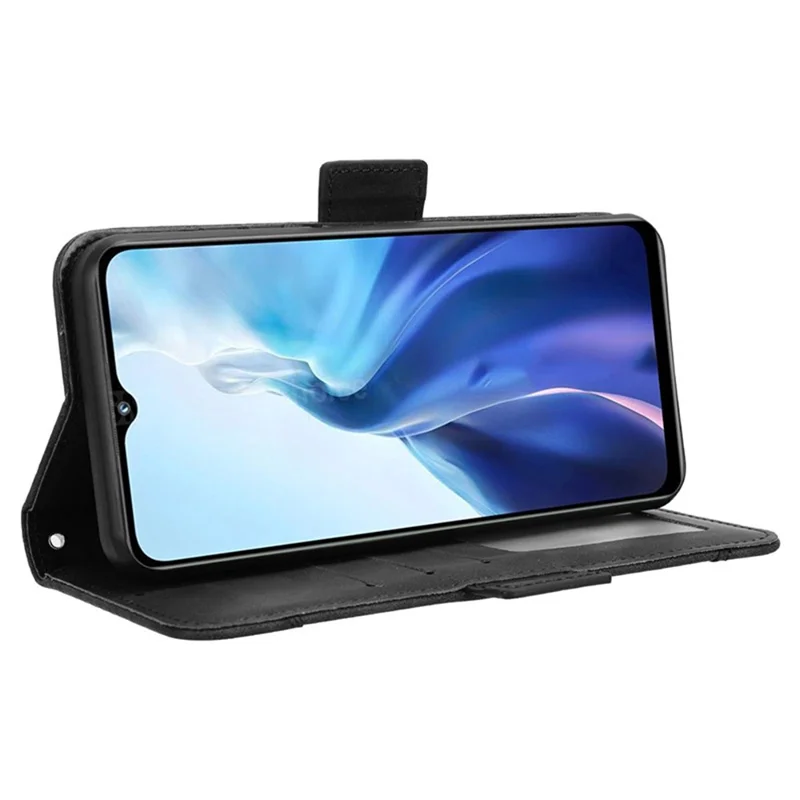 For Oukitel C35 / C36 Case Multiple Card Holder Leather Wallet Cover - Black